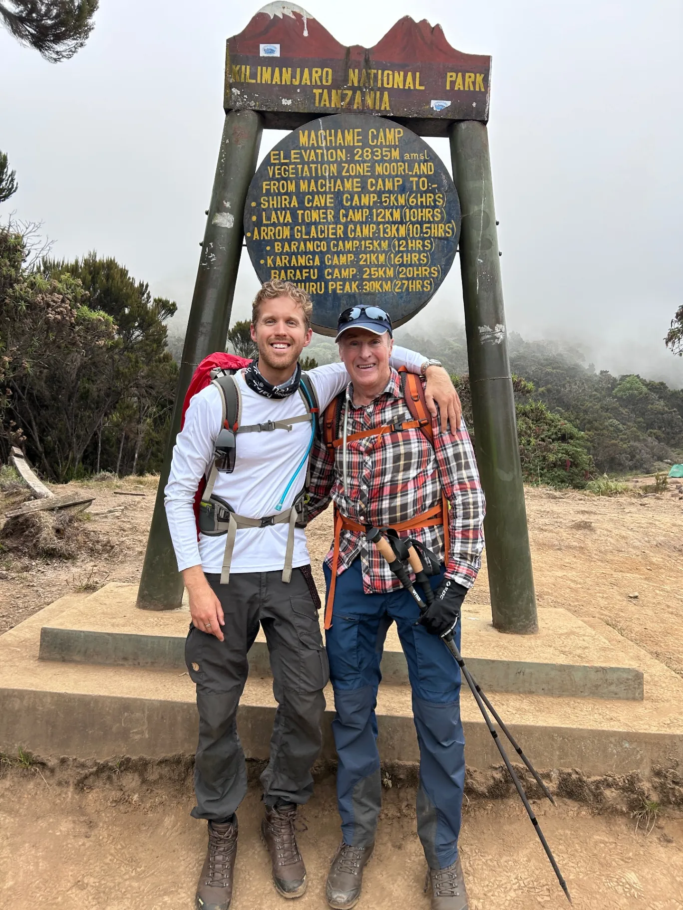 Emil vid Kilimanjaro National Park-skylten